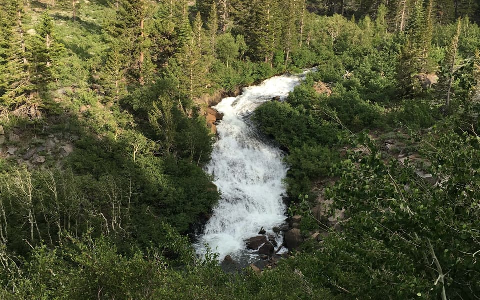 Mammoth Creek Falls as viewed from the bike path.