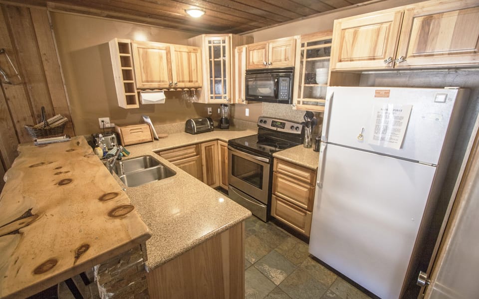 Fully stocked kitchen with plenty of counter space.