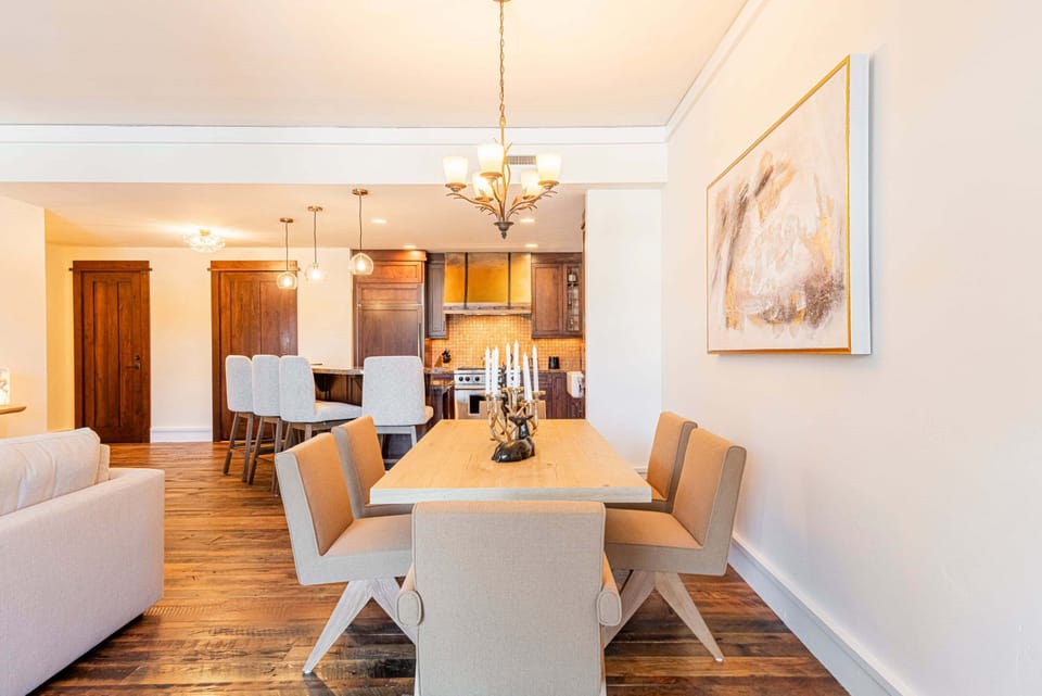 Dining area with seating for six