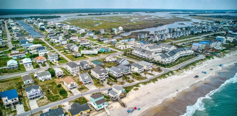 Aerial View of Home to Beach