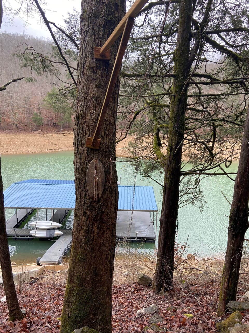 Hook game entertainment on other side of firepit.