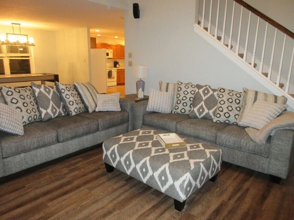 Living room with a queen sleeper sofa.