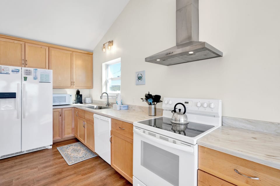 The kitchen is fully equipped for all of your cooking needs