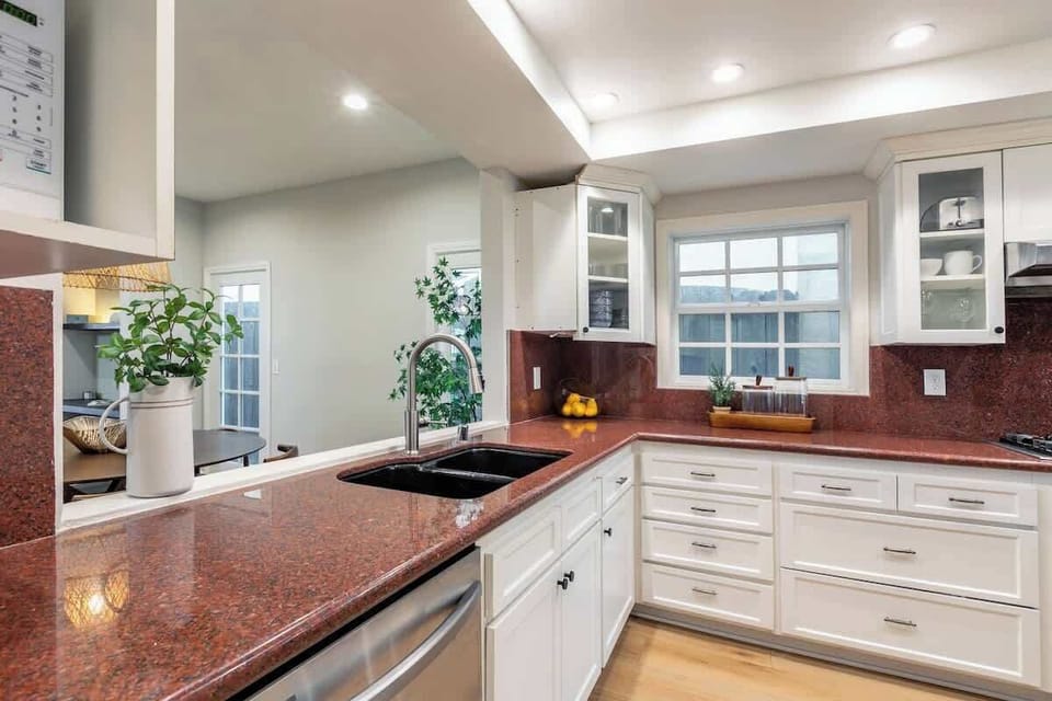 Bright, spacious kitchen with plenty of counter space for cooking and entertaining.