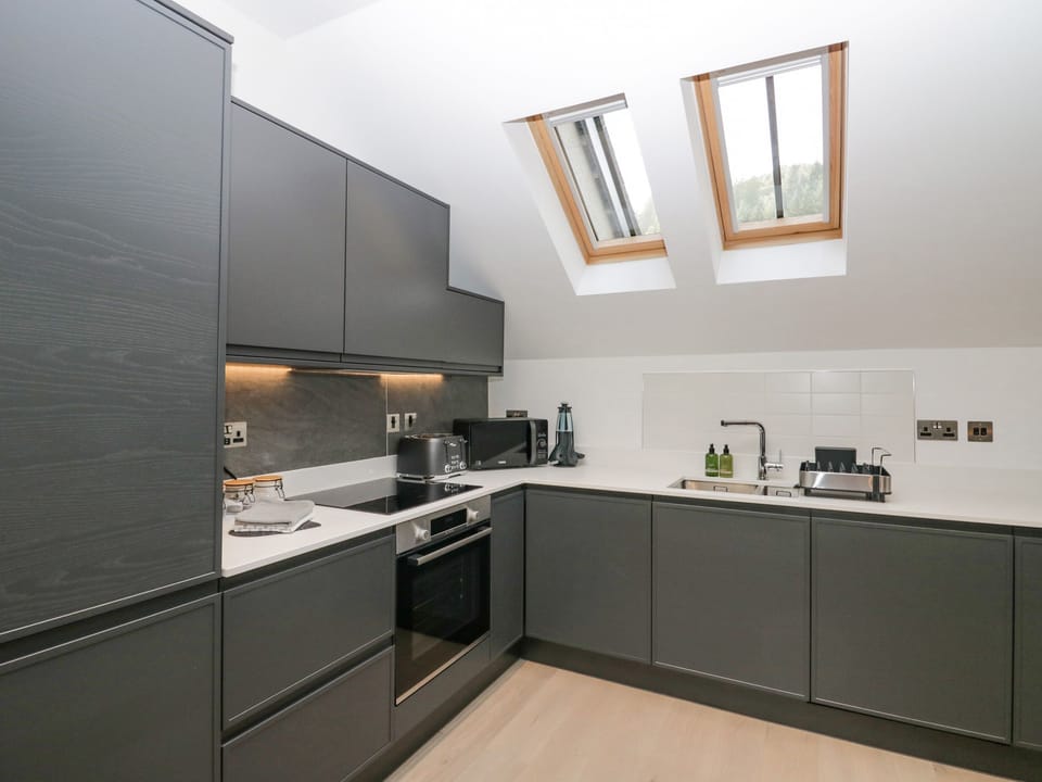 Fridge, dishwasher, electric kettle, toaster