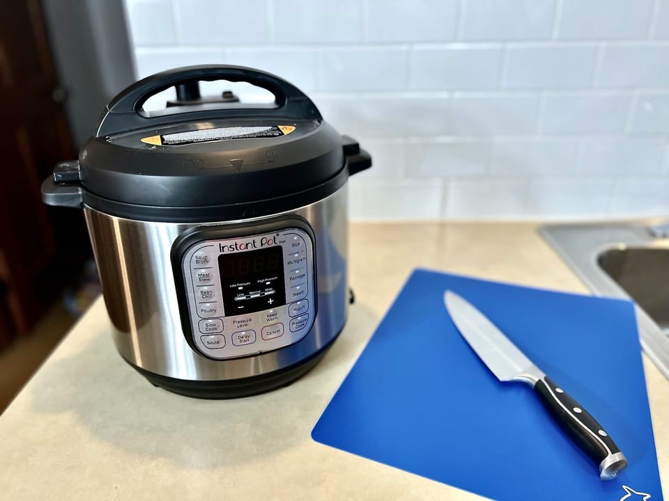 Kitchen stocked with essentials like an Instant Pot