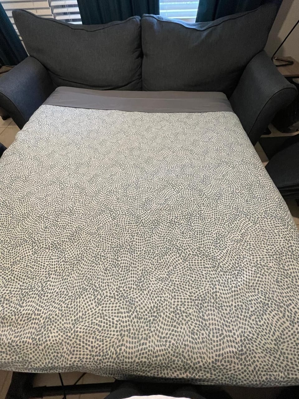 The sofa converts to a bed