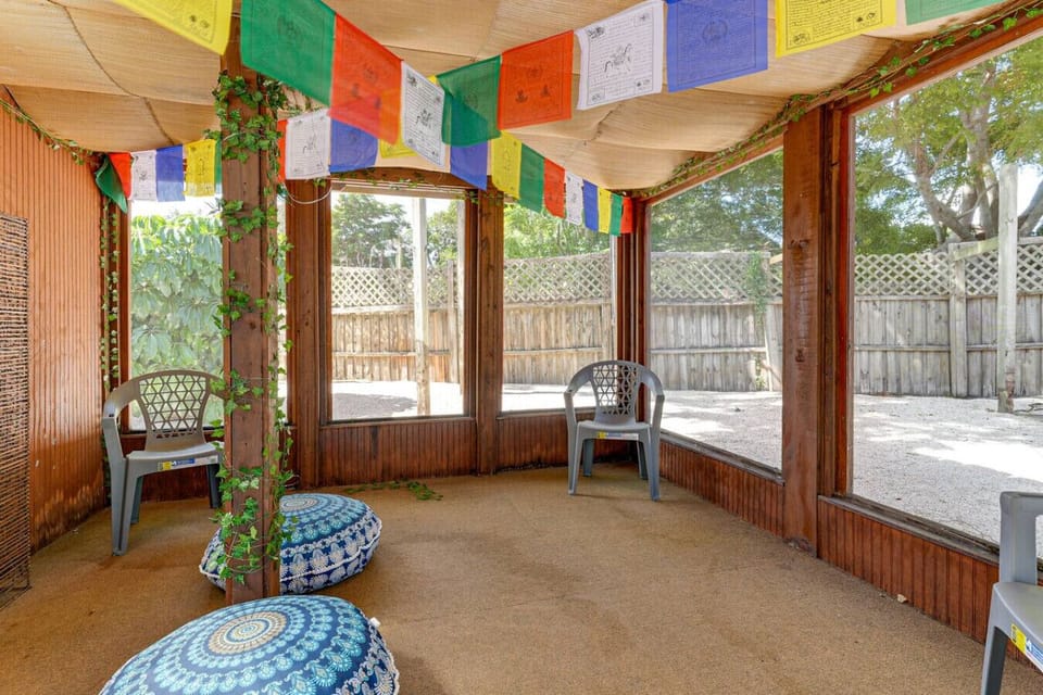 outdoor screened in patio, for yoga or relaxing
