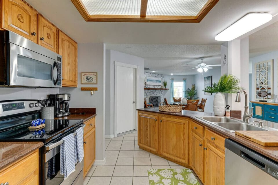 open, fully stocked kitchen
