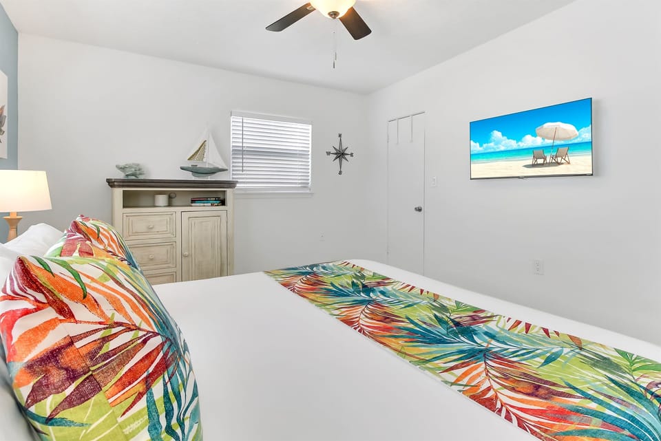 Primary bedroom with comfortable king bed