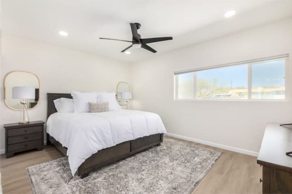 The stylish master suite. 