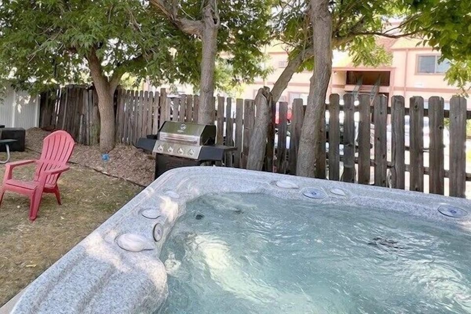 Our property is a true escape with a hot tub, firepit, outdoor seating, and a BBQ grill – the ultimate recipe for a perfect getaway!