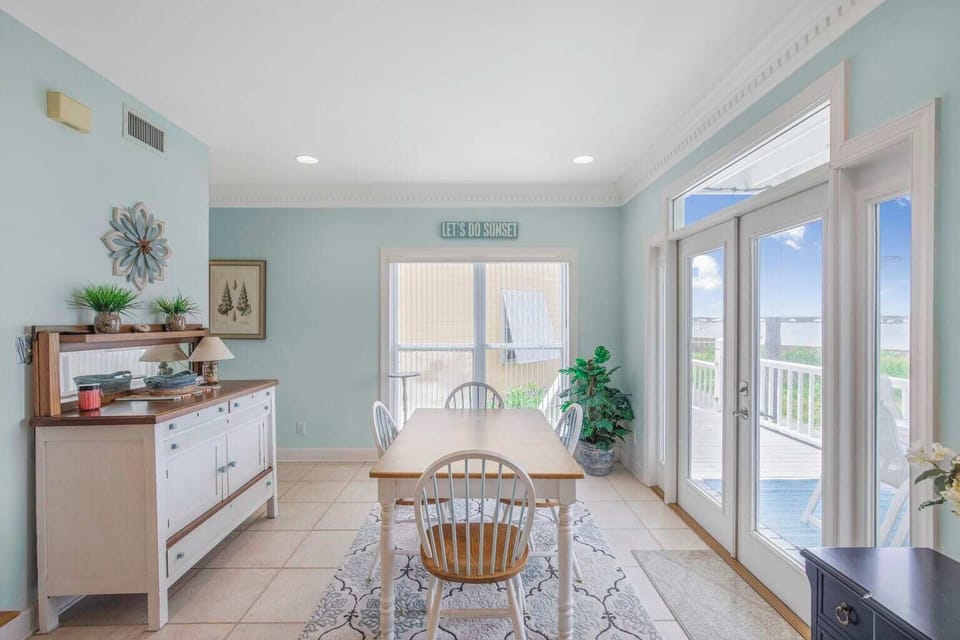 Dining table comfortably seats four