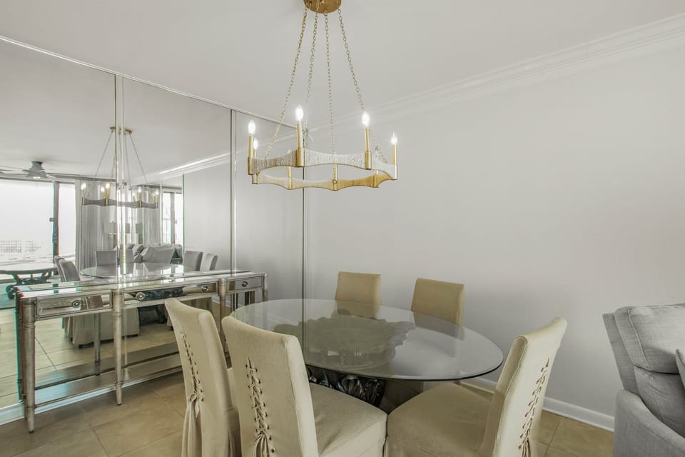Savor a family dinner together with seating for six