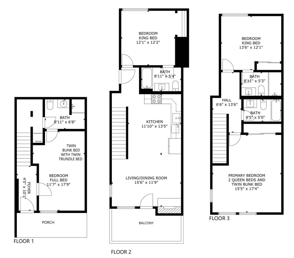 A detailed floor plan of the other half of this rental.