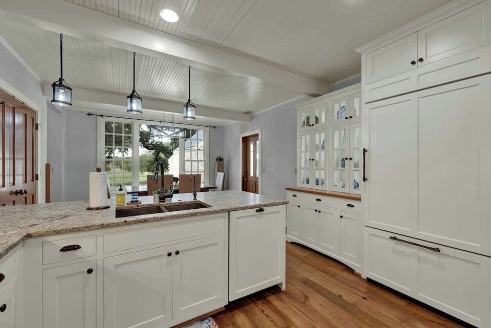 Opens up to dining area.