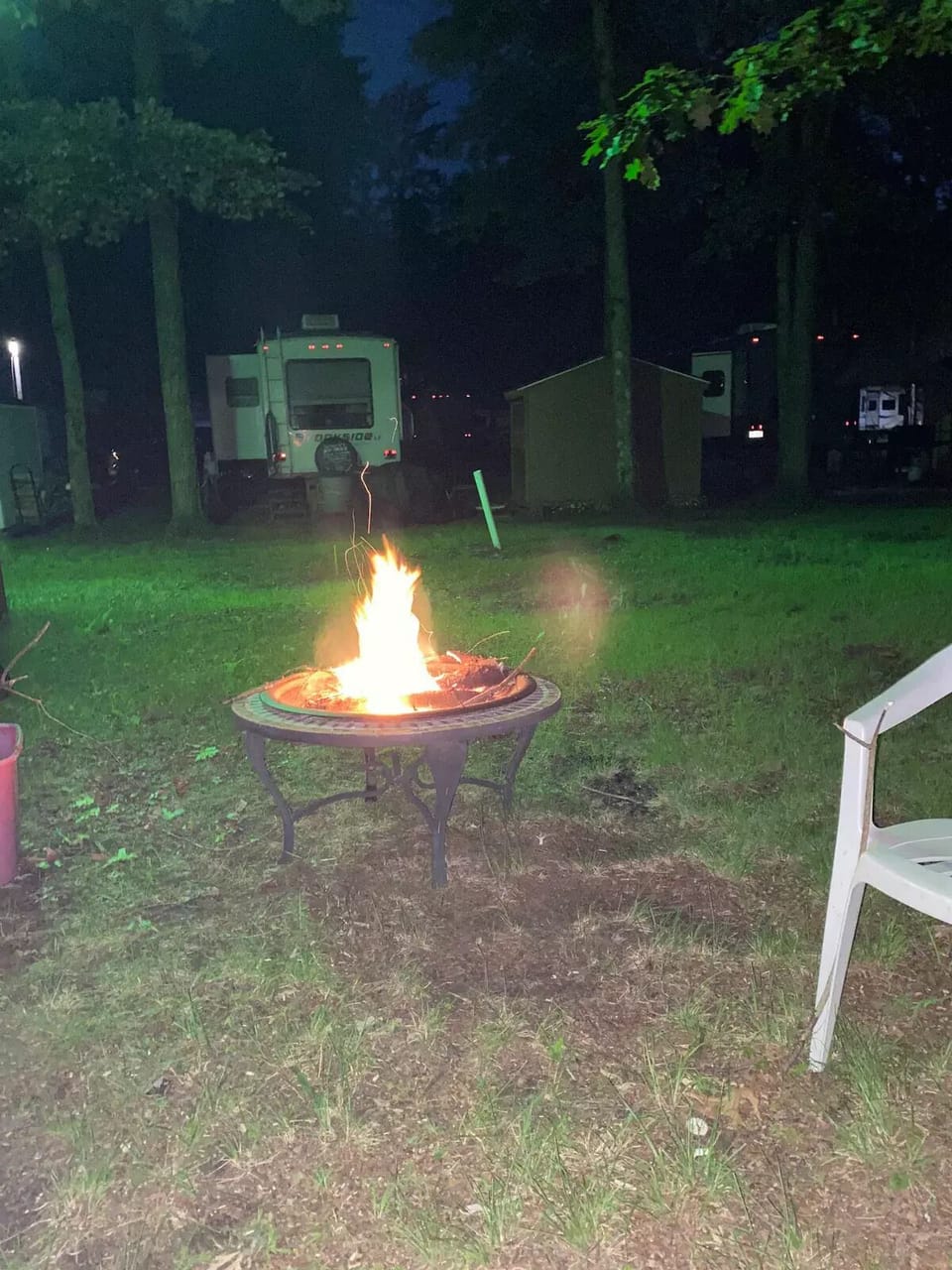 Fire pit near gazebo area 