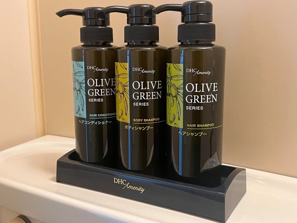 Separate tub and shower, free toiletries, hair dryer, slippers