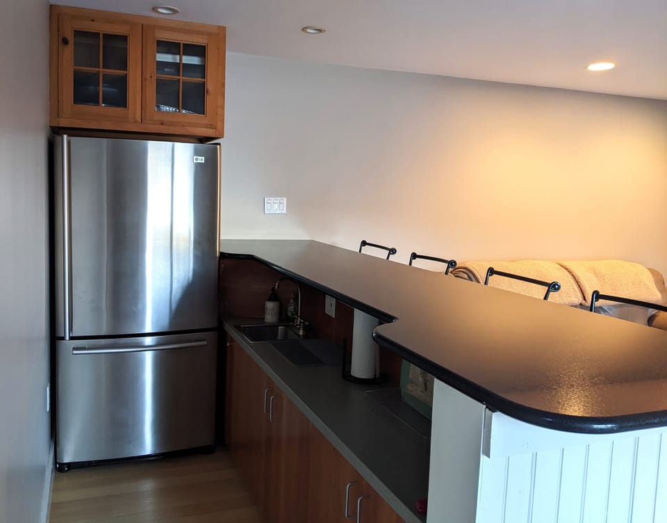 Full Refrigerator & freezer with bar area.