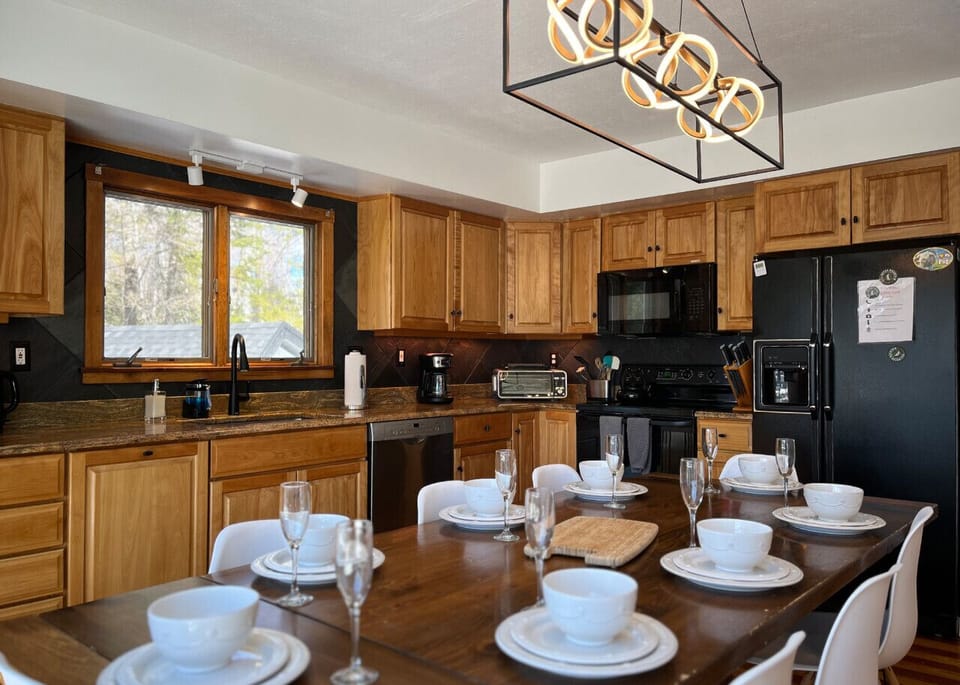 Warm kitchen with wooden cabinets and natural light