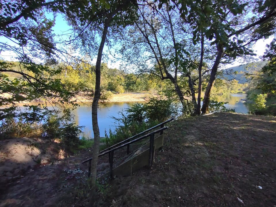 Just a few steps from the cabin is the famous Caddo River