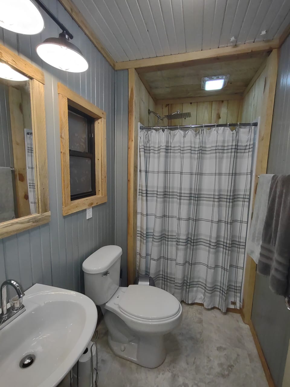 Large shower with two nozzles