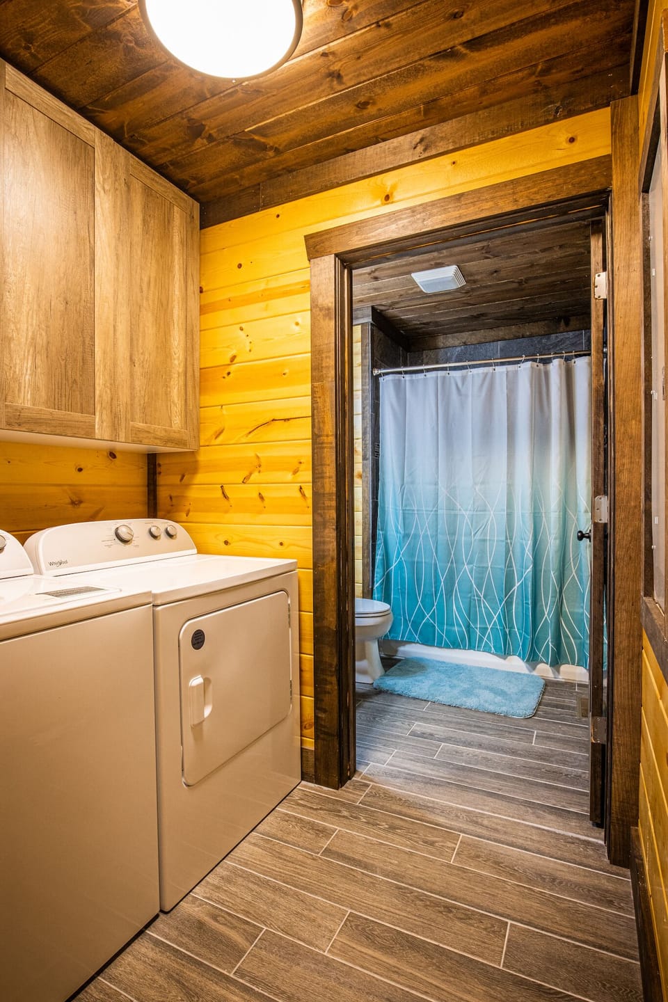 The laundry room leads to the second bathroom