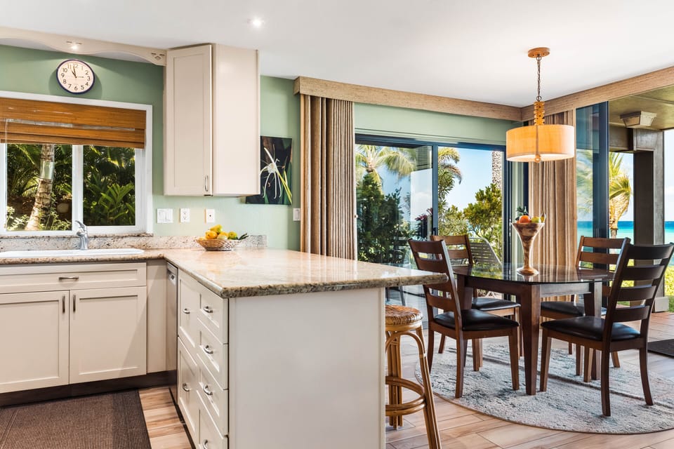 Kitchen is beautifully updated granite countertops and stainless steel appliances