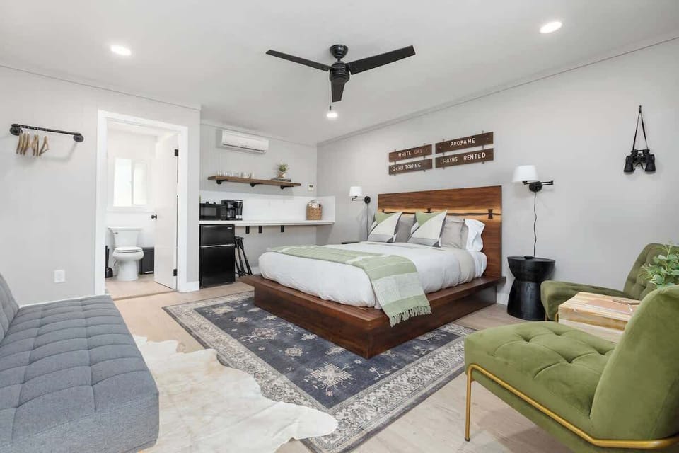 Enjoy a night in this cozy motel room! 