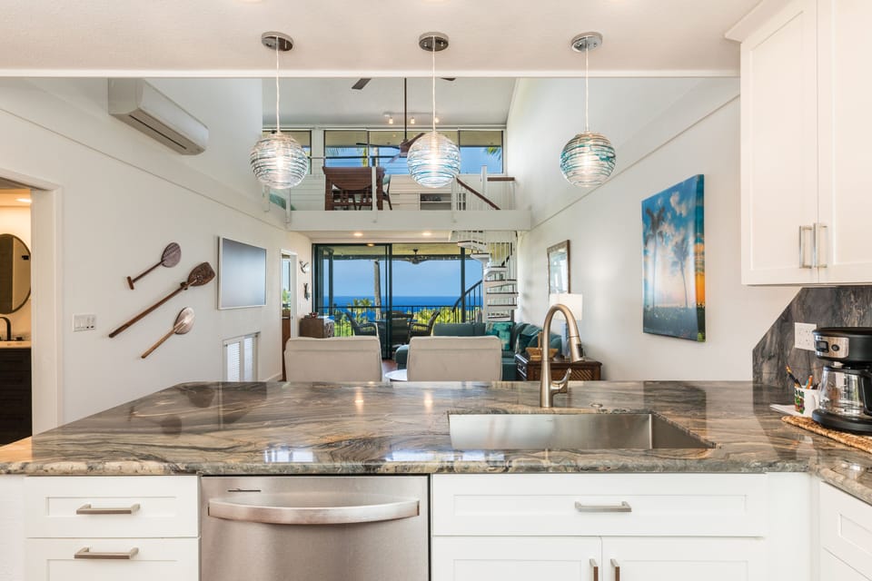 Enjoy an ocean view even from the kitchen, while preparing a your favorite island dish.
