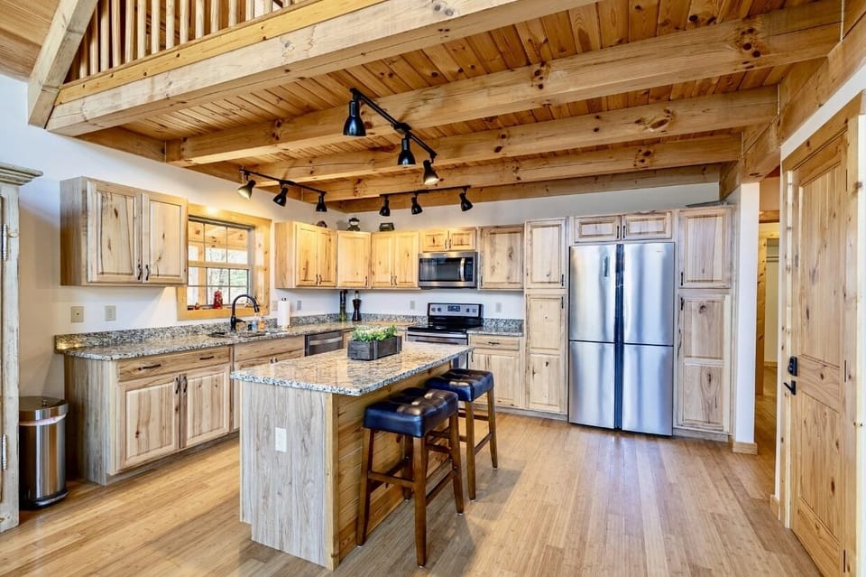 kitchen with island and multiple storage cabinets 