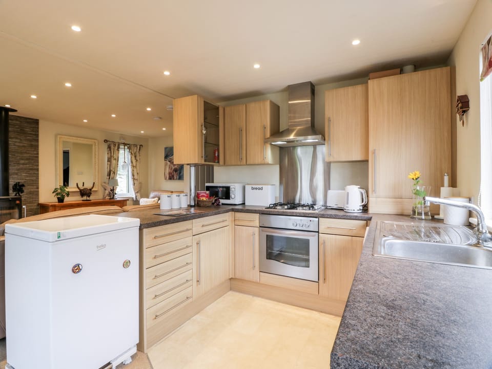 Fridge, dishwasher, electric kettle, toaster