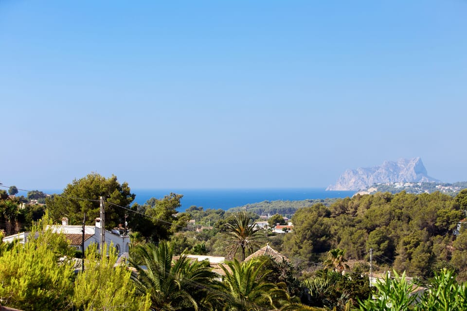 Scenic sea views and Ifach rock in Calpe. 