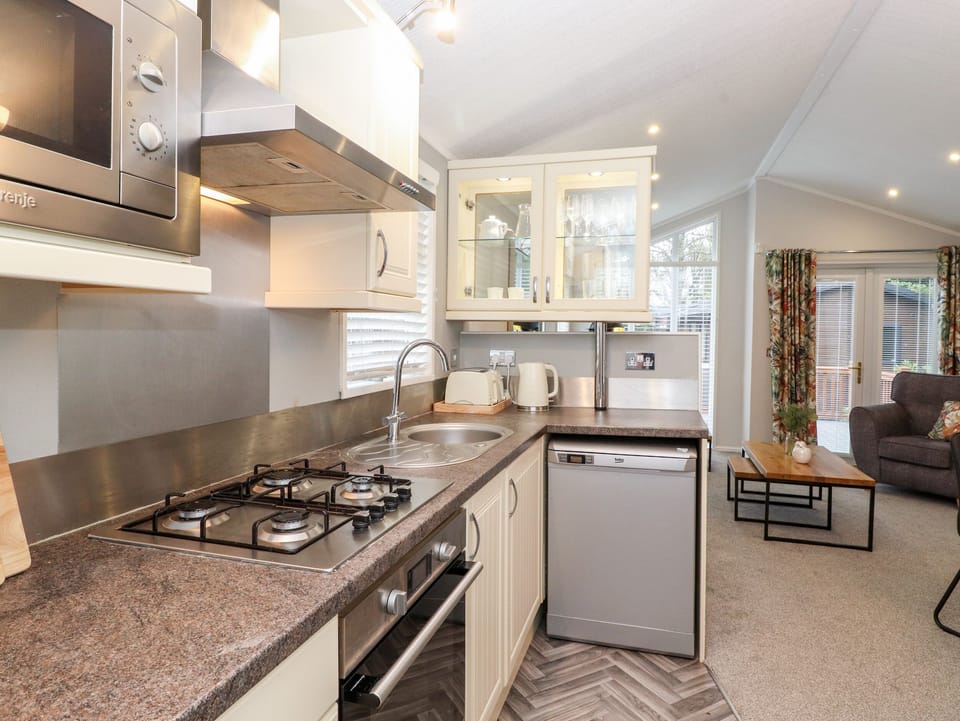 Fridge, dishwasher, electric kettle, toaster