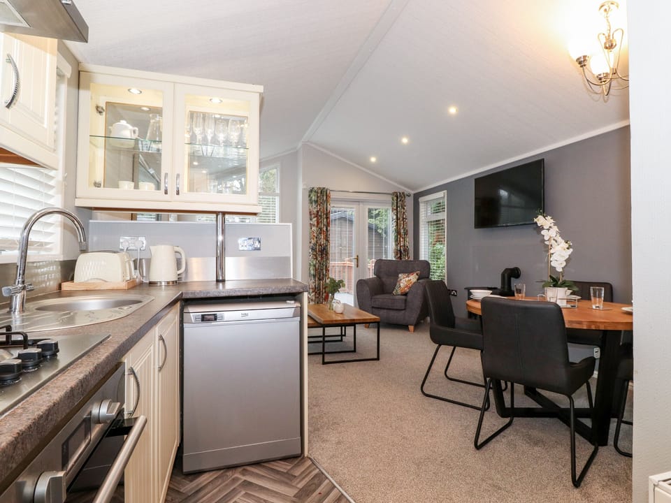 Fridge, dishwasher, electric kettle, toaster