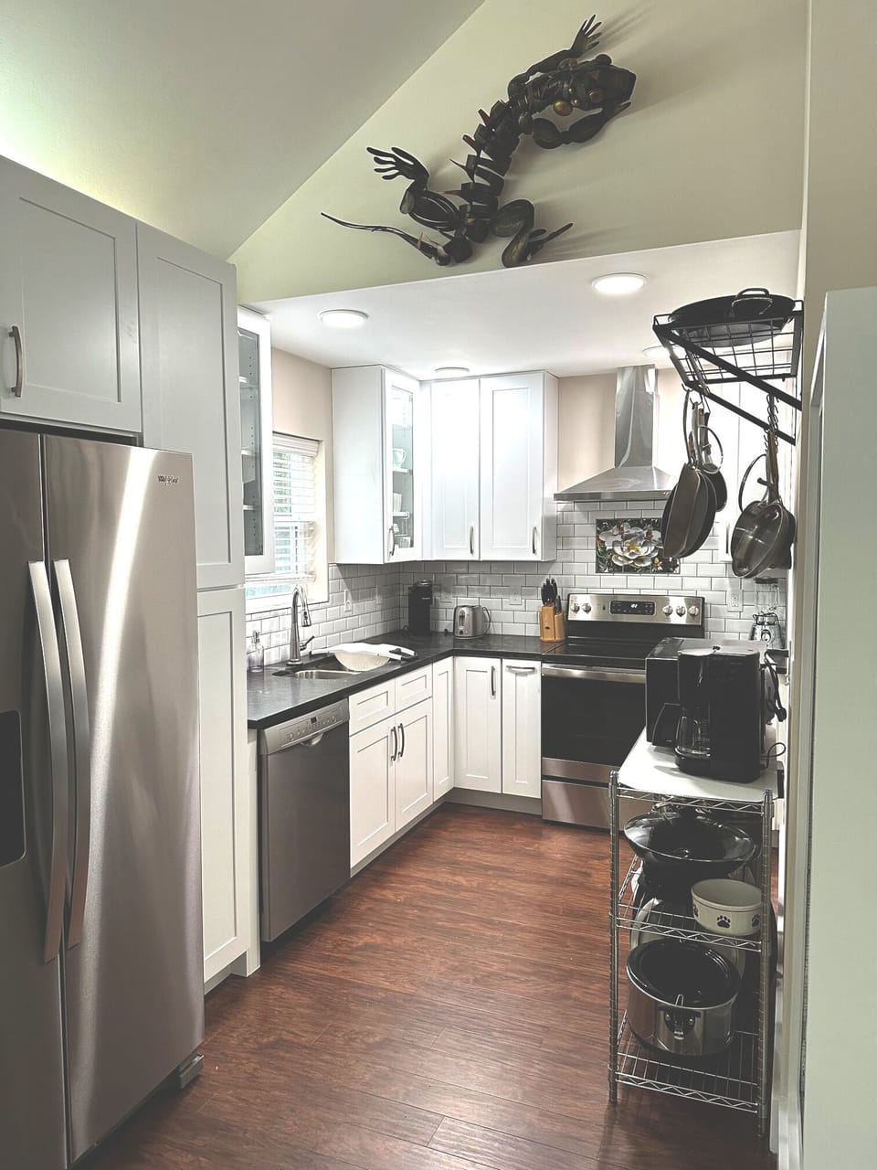 Kitchen across from dining area.