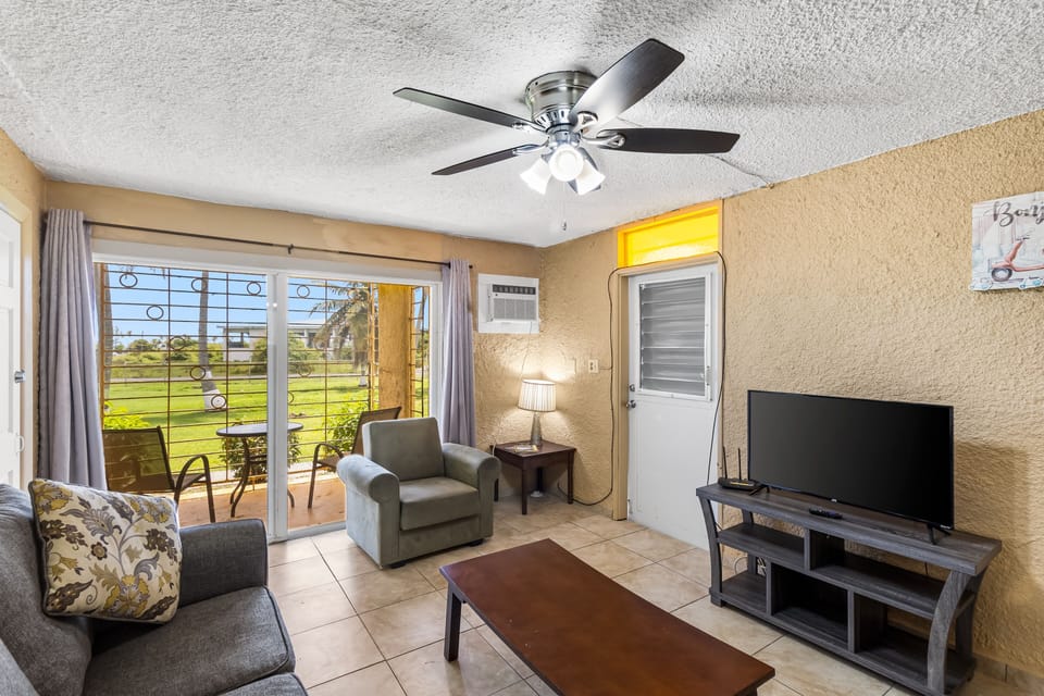One complete condominium with all the furnishings and comforts. Your balcony overlooks the eighth-foot pool just a few feet from your doorstep. There are restaurants that specialize in local, Latin, and Caribbean food within walking distance—plenty of free onsite parking.