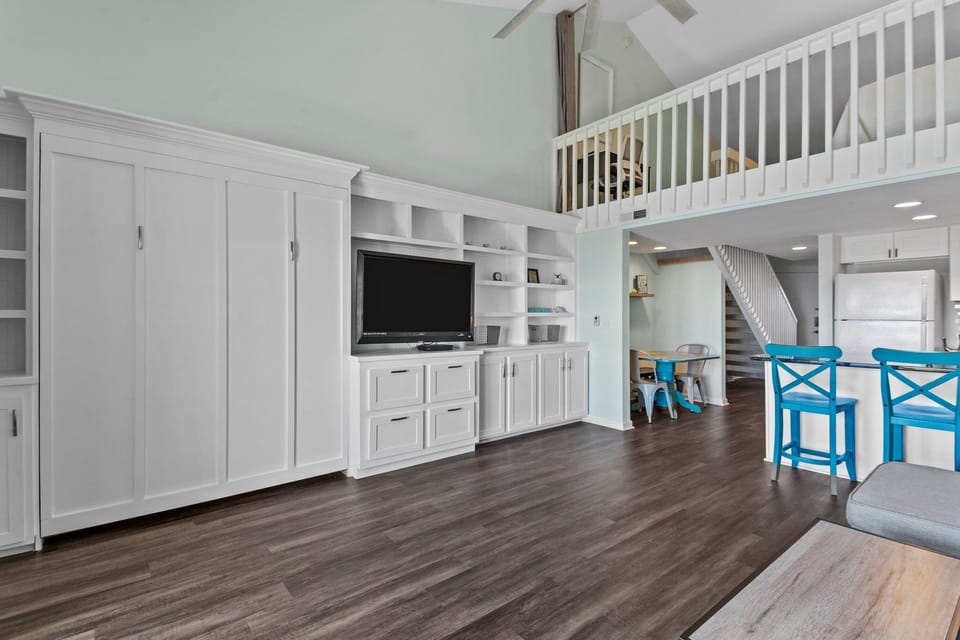 Beautiful built-ins with murphy bed and games