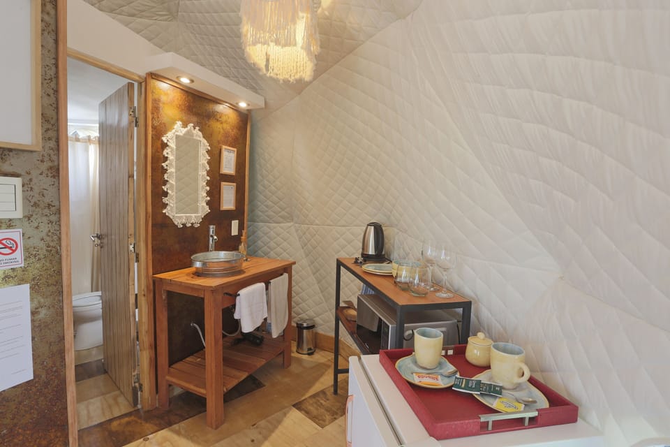 Design Tent | Private kitchen | Mini-fridge, microwave, espresso maker, cookware/dishes/utensils