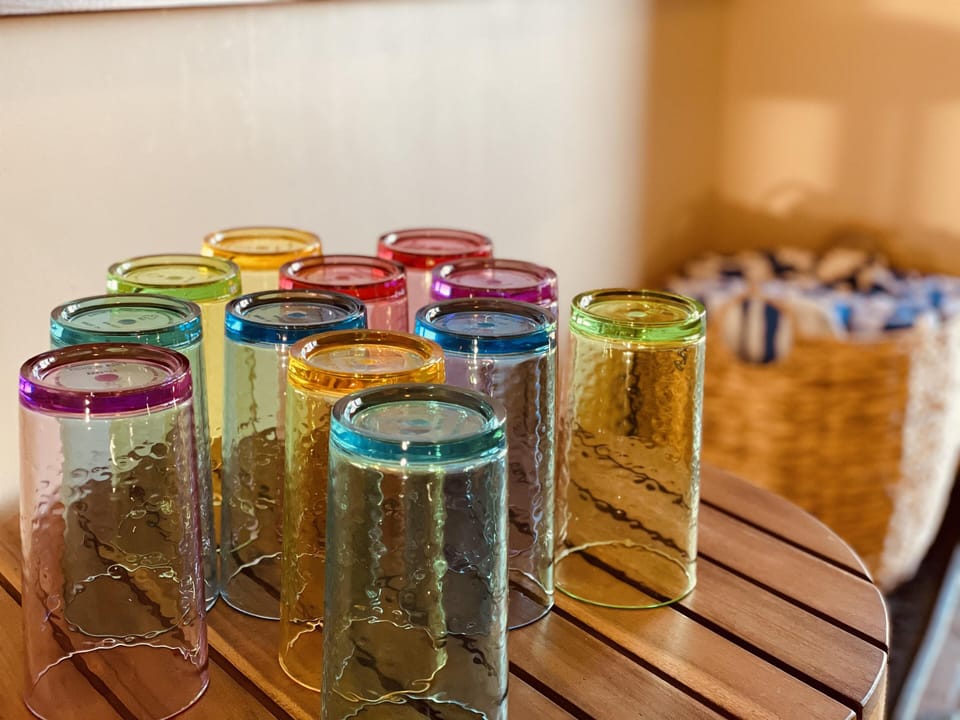 Grab a safety conscious acrylic glass and hot tub towels before heading for a soak in your private spa.