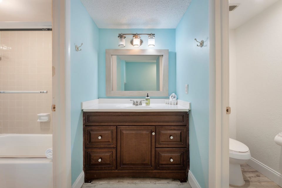 Master bathroom with vanity area