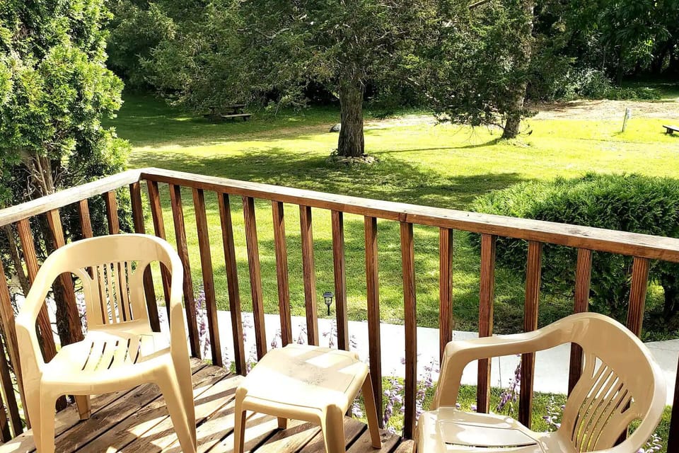 Back door opens to private deck, overlooking backyard