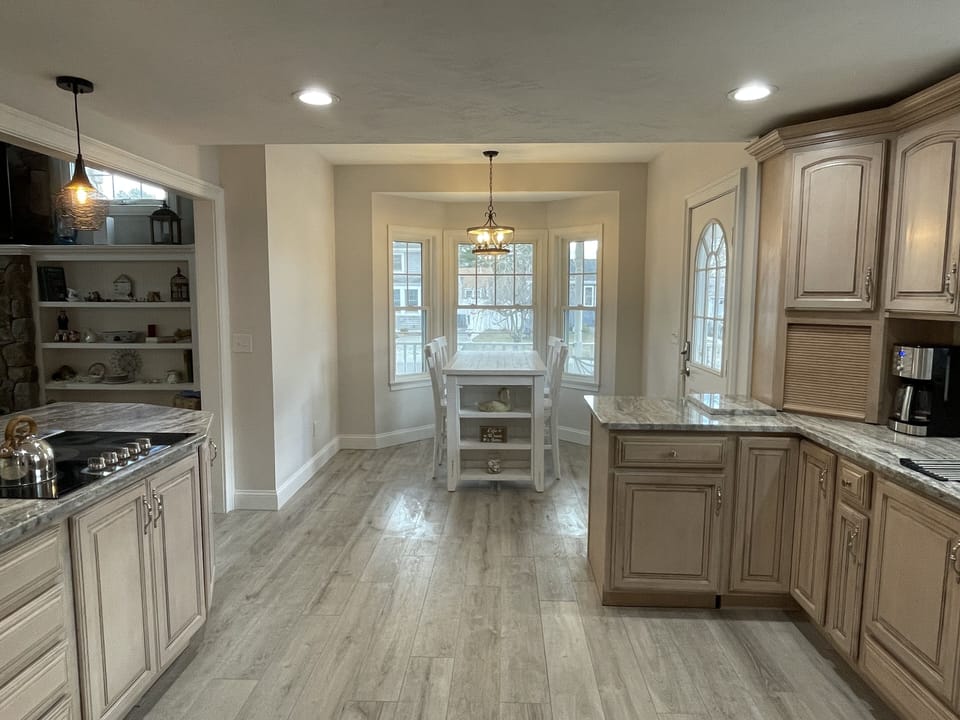 Kitchen table; seating for 4.  One of several dining areas.