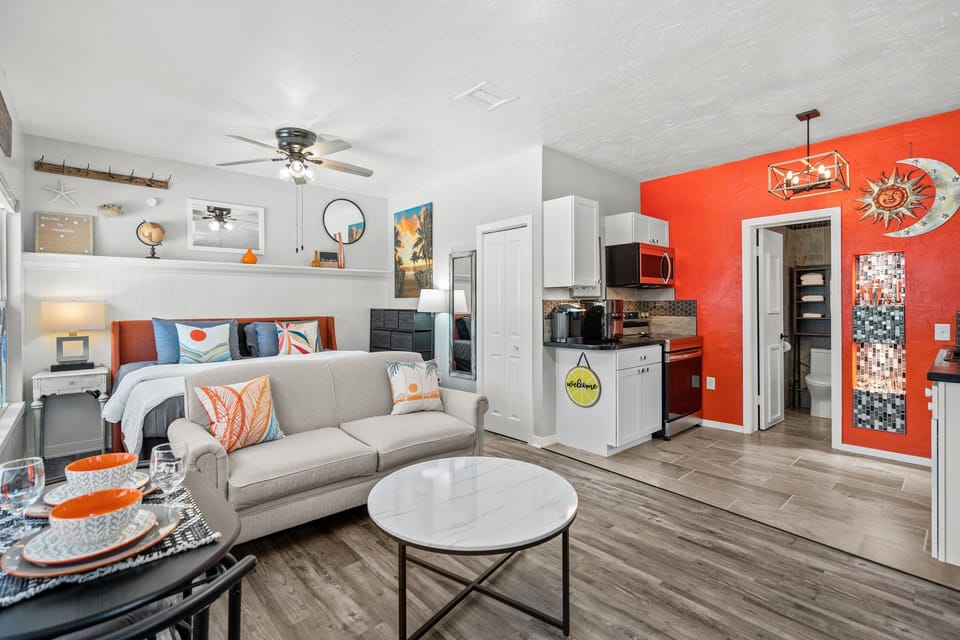 Studio style, very open, bright and airy.
