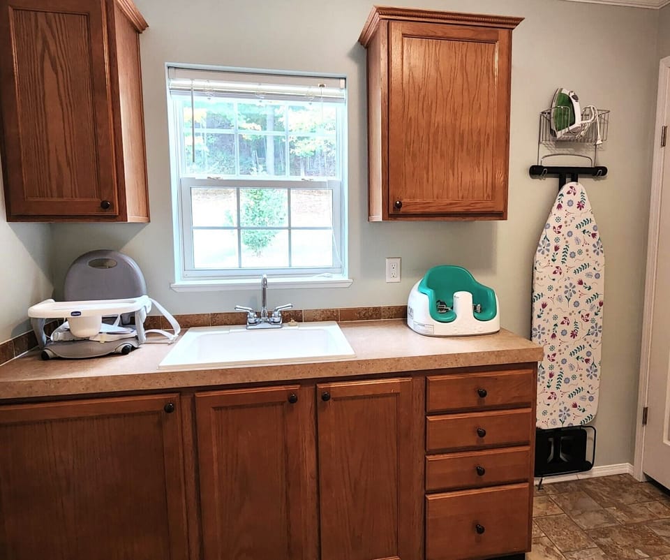 Laundry room, portable high chair and booster seat