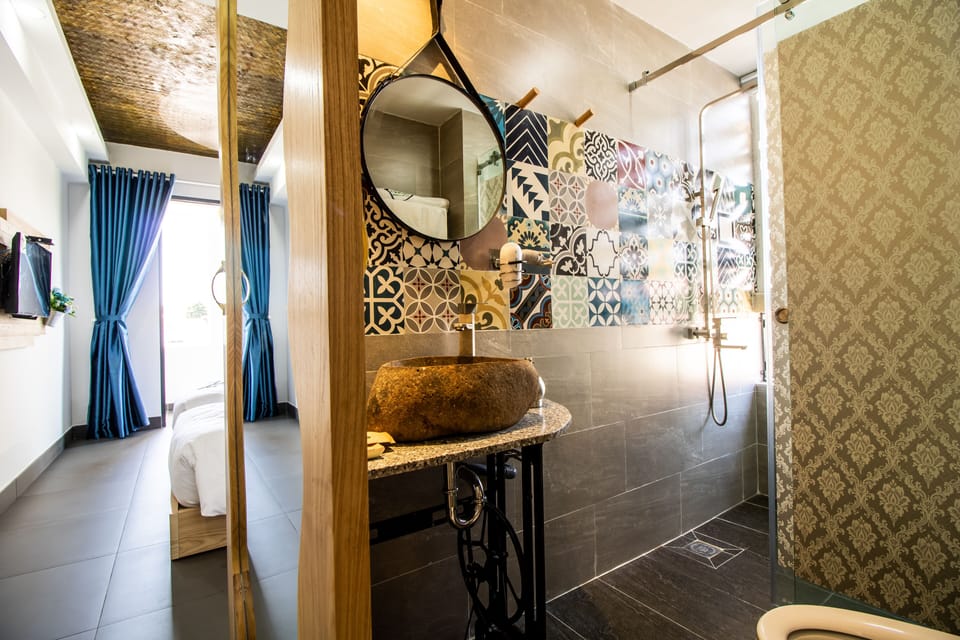 Loft Studio | Bathroom | Shower, rainfall showerhead, designer toiletries, hair dryer