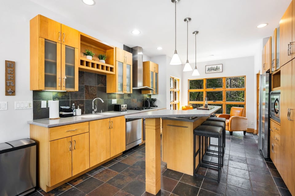 The fully stocked kitchen has everything you need for your getaway