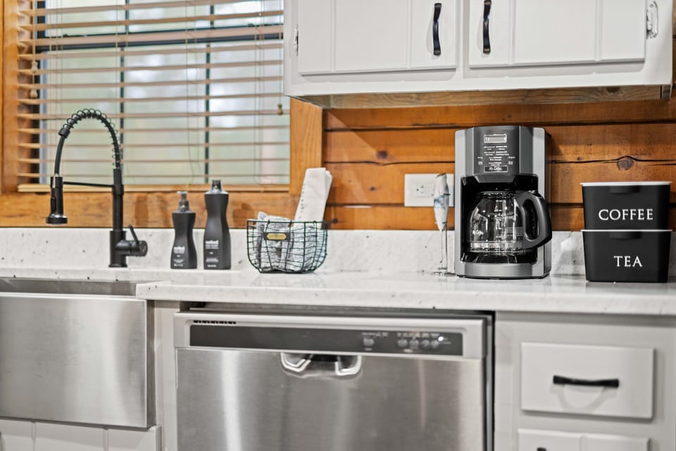 Pot Coffee maker available & Keurig single cup in cabinet for either preference