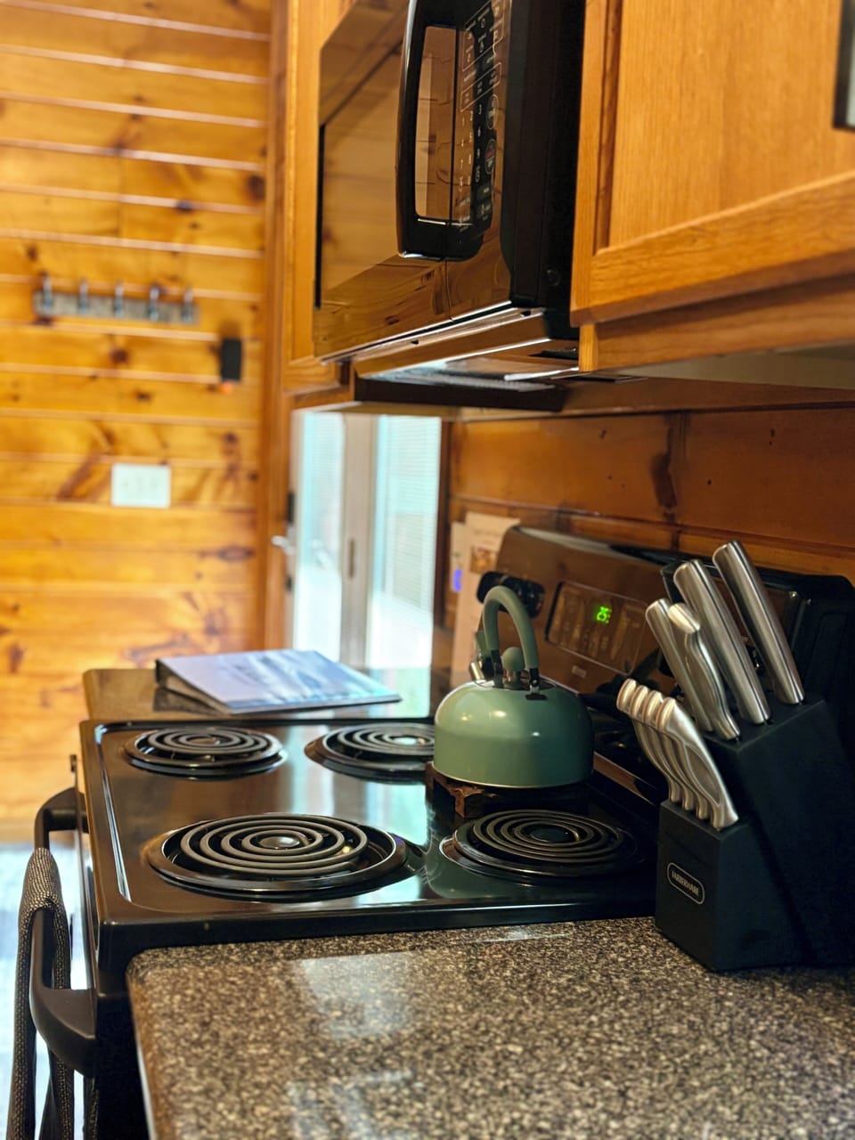 Kitchen is equipped with a full size fridge, dishwasher, and electric stove/oven.
