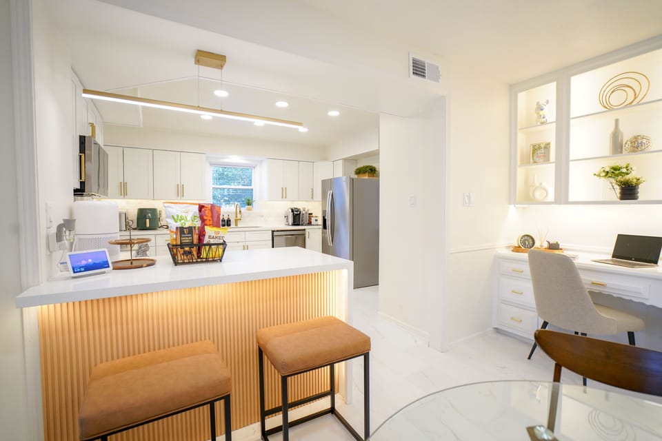 Modern waterfall kitchen island